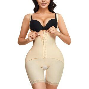 Women's Bodysuit Waist Double Tummy Control Shapewear Butt Lifter Black Beige